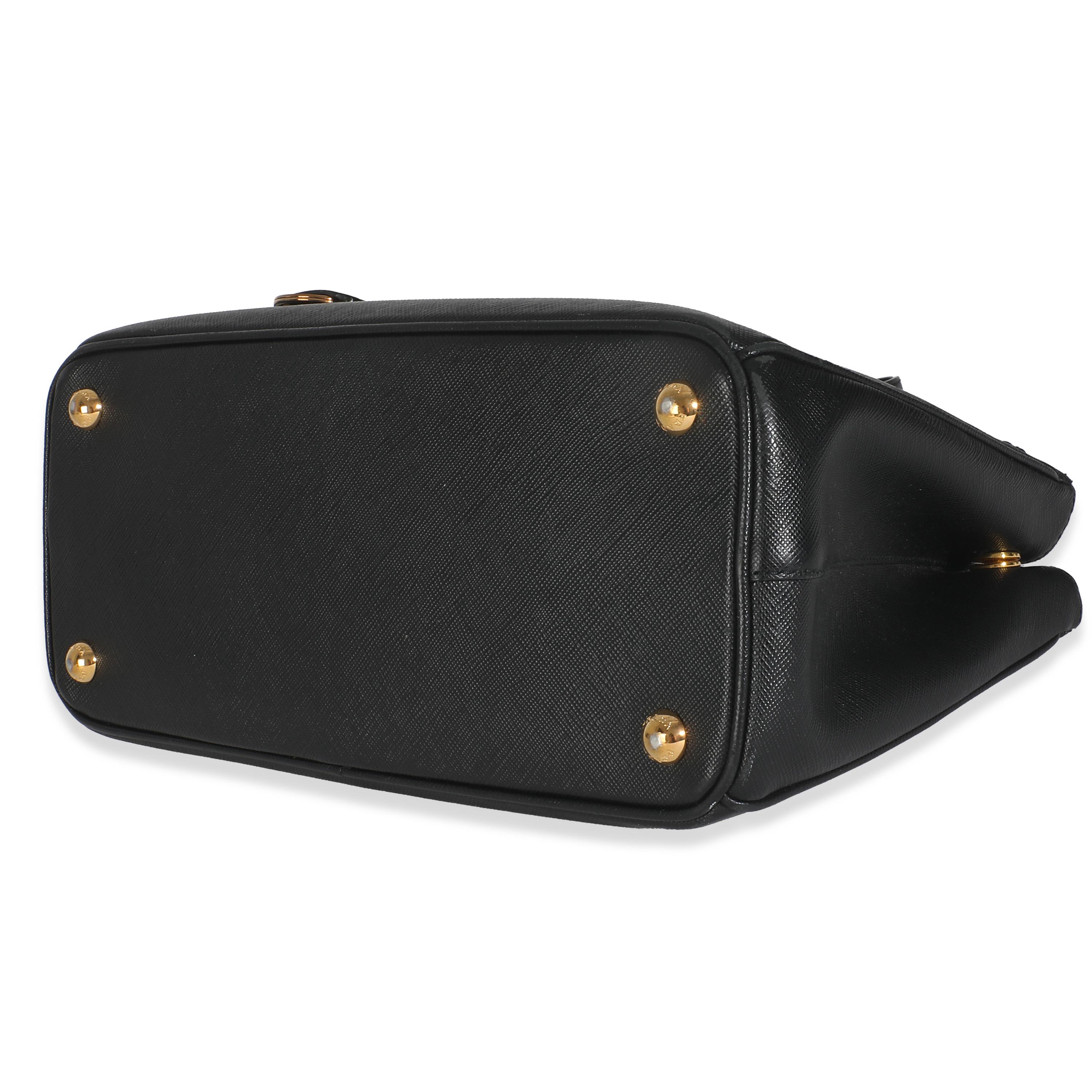 Prada Schwarz Saffiano Galleria Small Double Zip Tote im Angebot 1