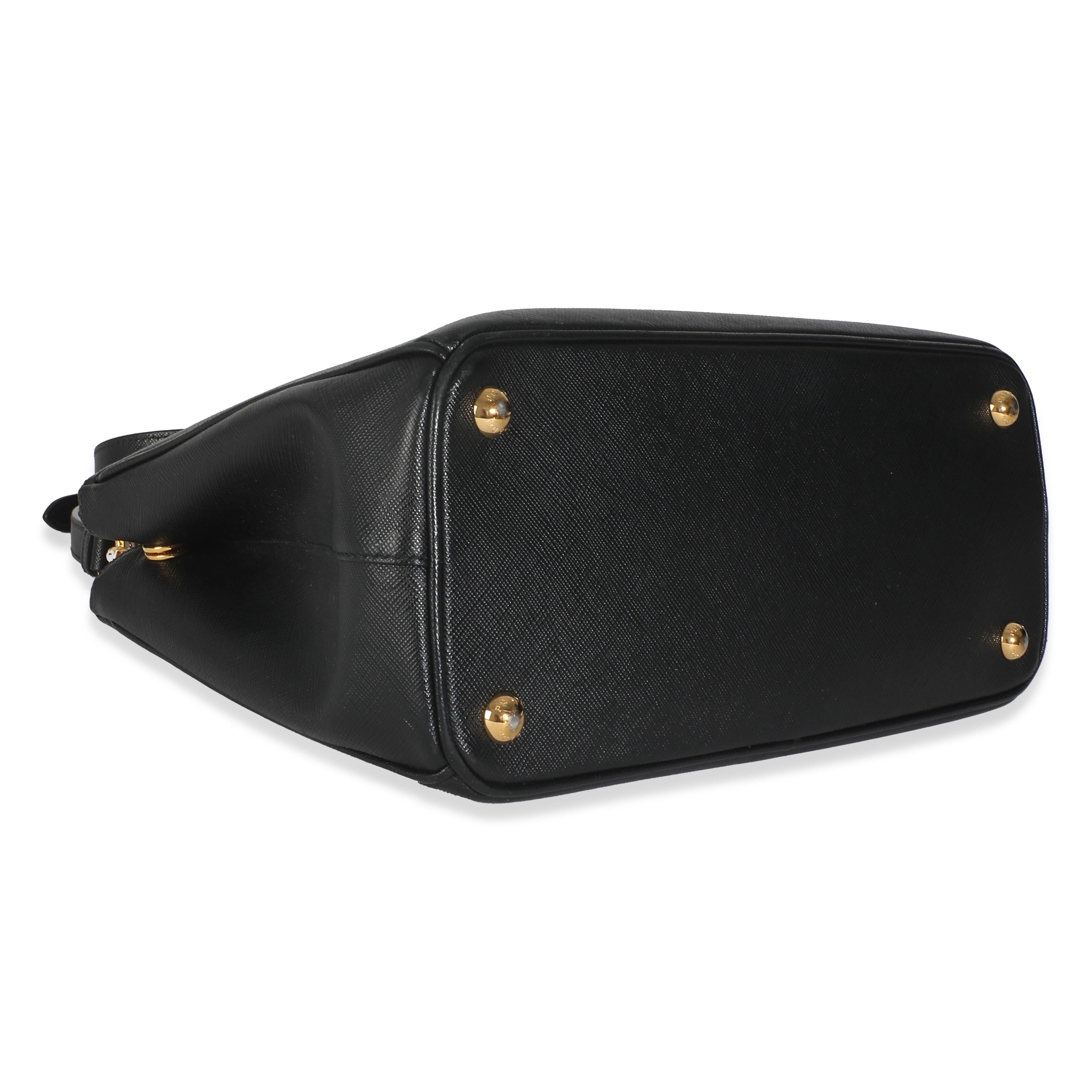 Prada Schwarz Saffiano Galleria Small Double Zip Tote im Angebot 3