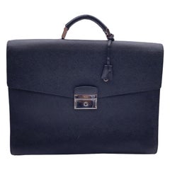 Prada Borsa da lavoro a 3 soffietti in pelle saffiano nera