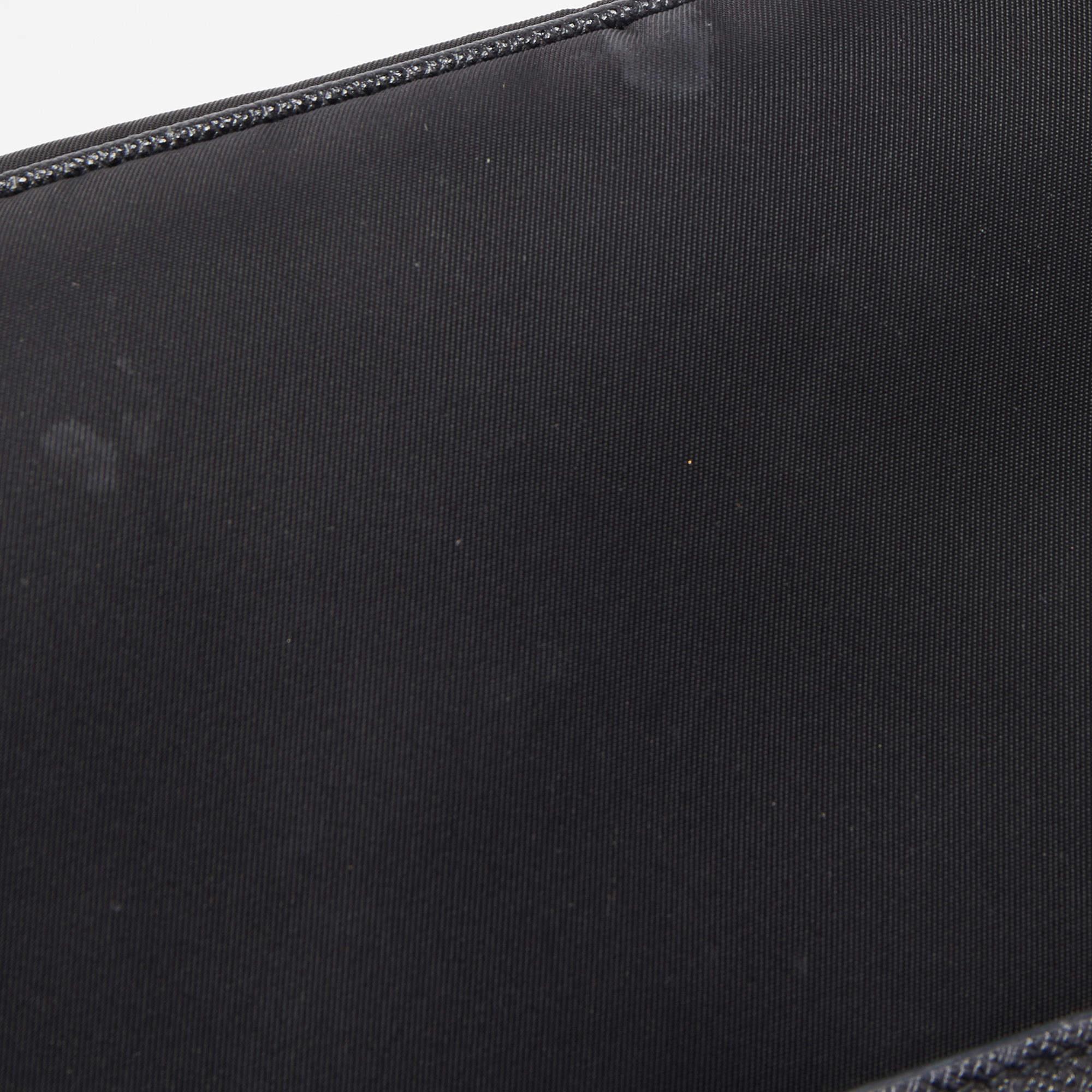 Prada Black Saffiano Leather and Nylon Logo Flap Shoulder Bag 1
