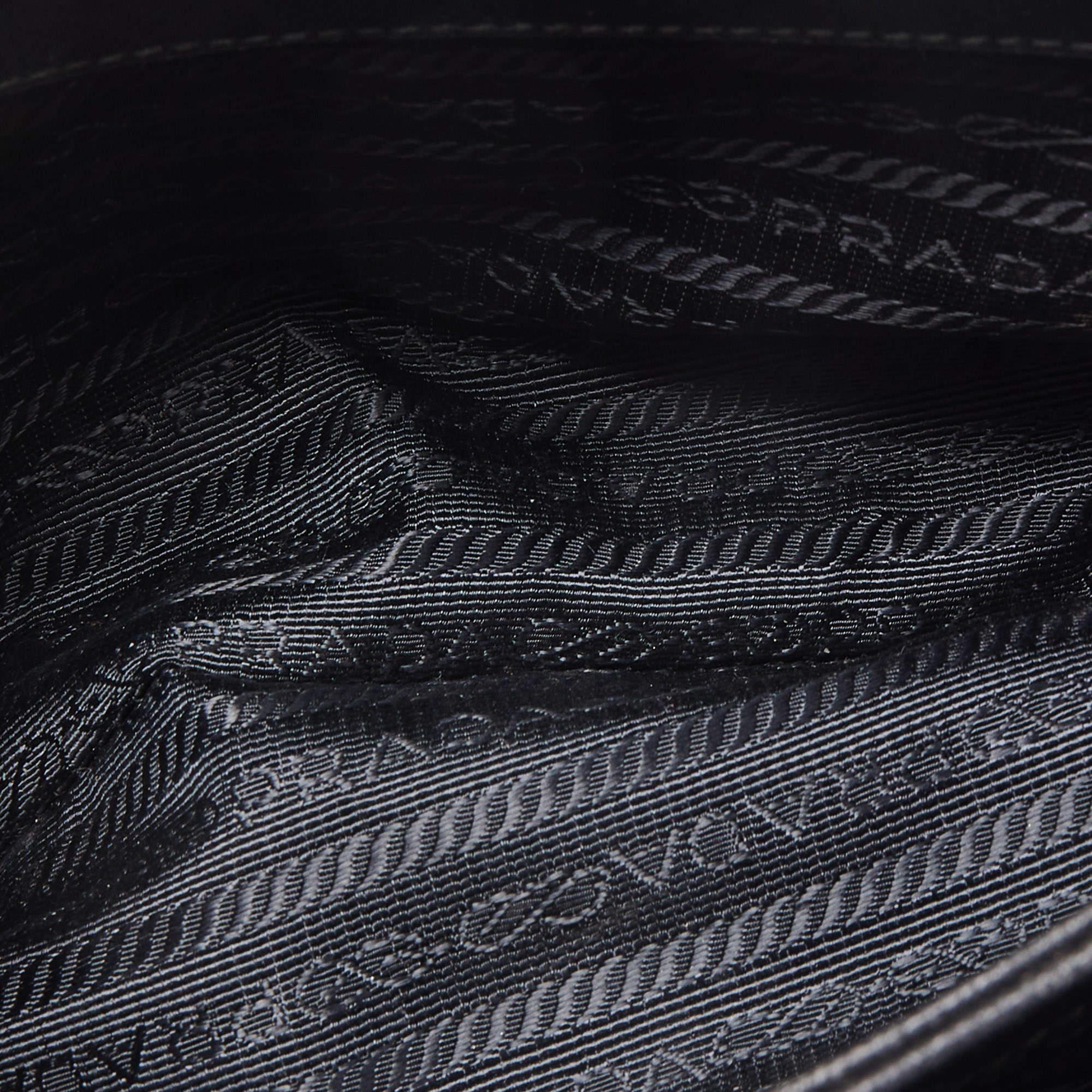 Prada Black Saffiano Leather and Nylon Logo Flap Shoulder Bag 2
