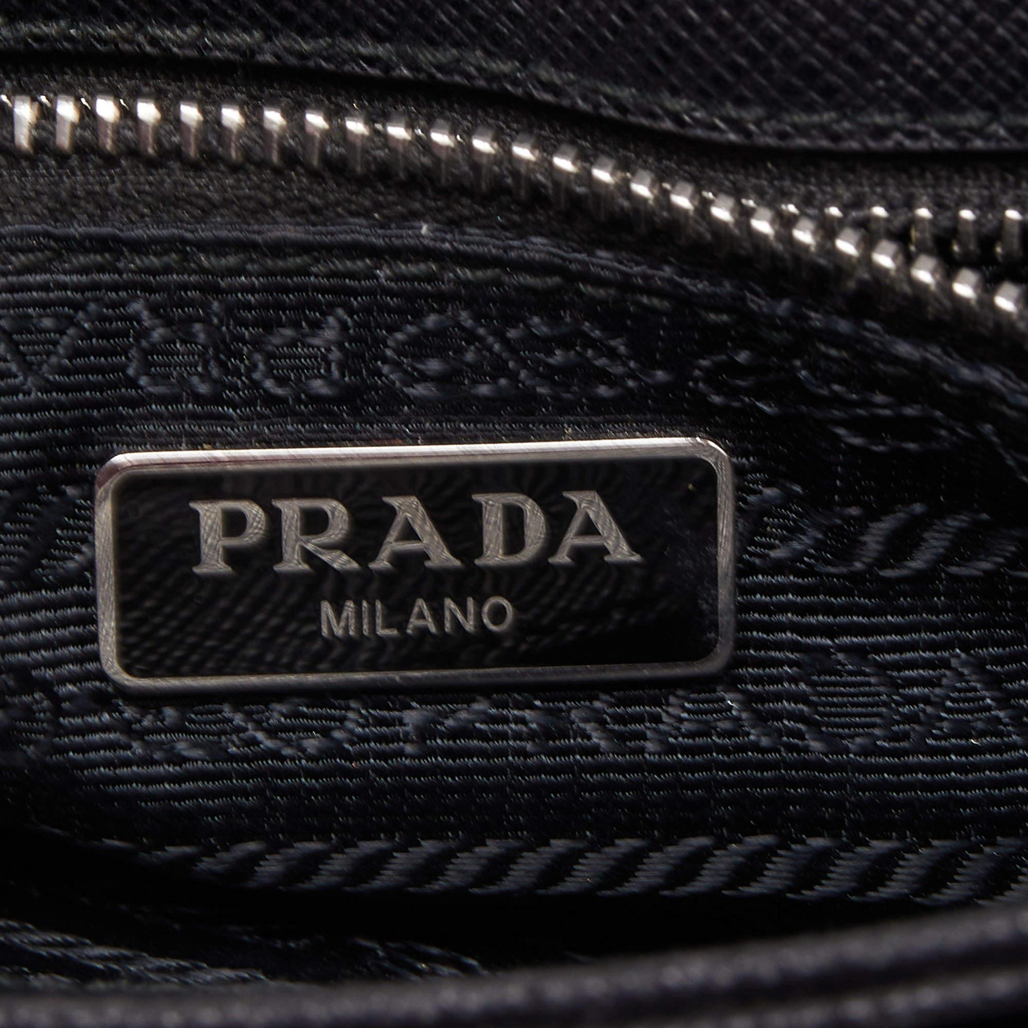 Prada Black Saffiano Leather and Nylon Logo Flap Shoulder Bag 5