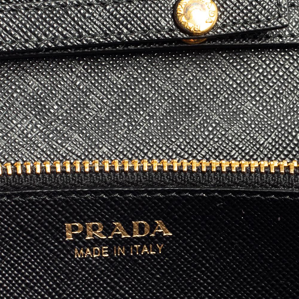 Prada Black Saffiano Leather Arcade Wallet on Chain 1