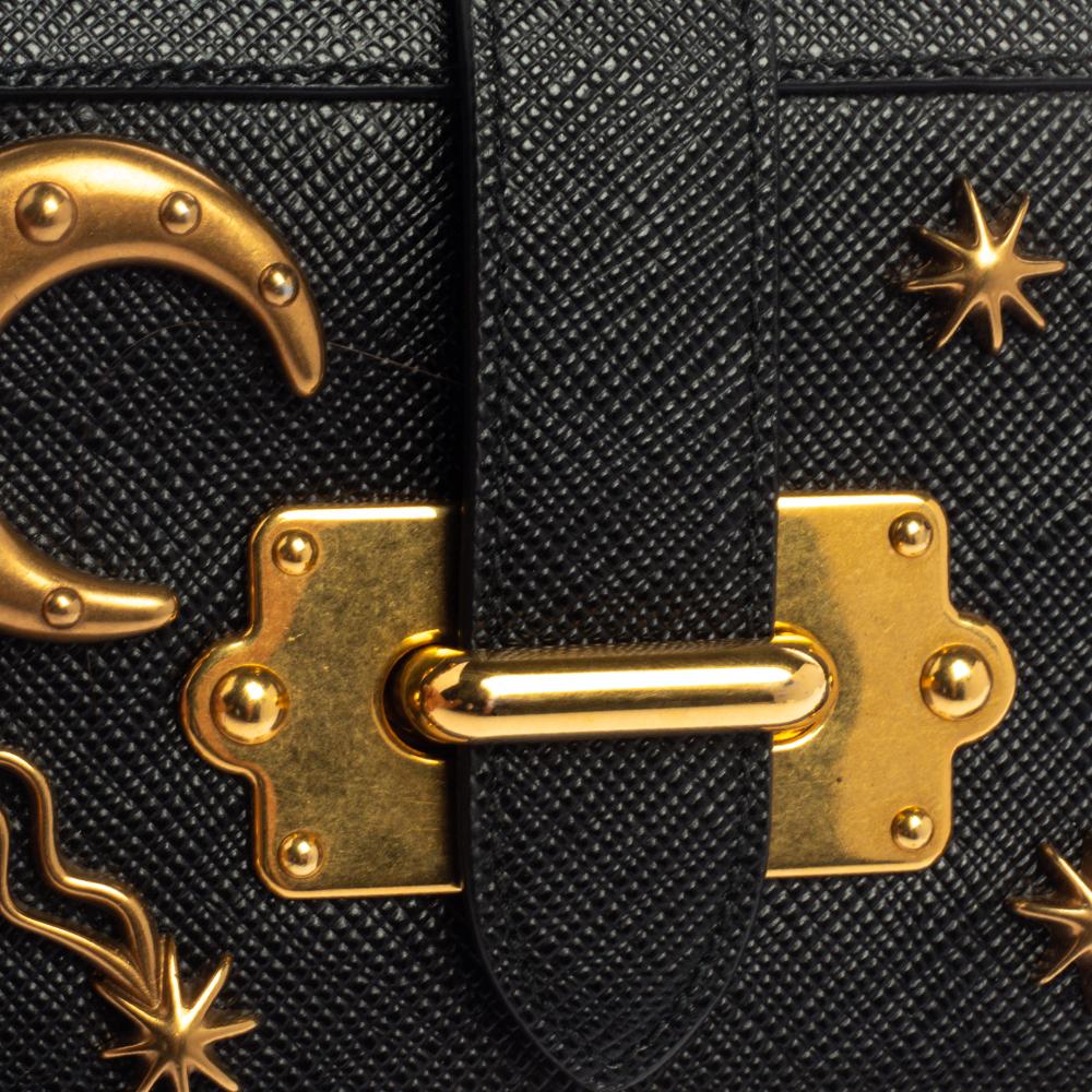 Prada Black Saffiano Leather Astrology Celestial Cahier Crossbody Bag 5