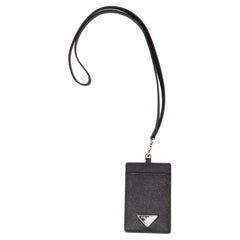 Prada Black Saffiano Leather Badge Holder