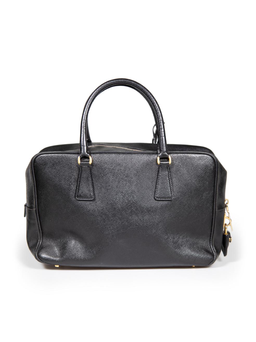 Prada Black Saffiano Leather Bauletto Bag In Good Condition In London, GB