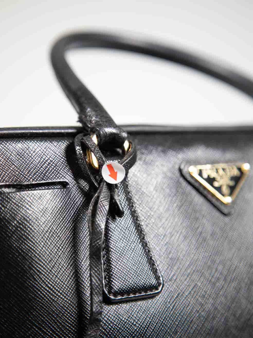 Prada Black Saffiano Leather Bauletto Bag For Sale 2