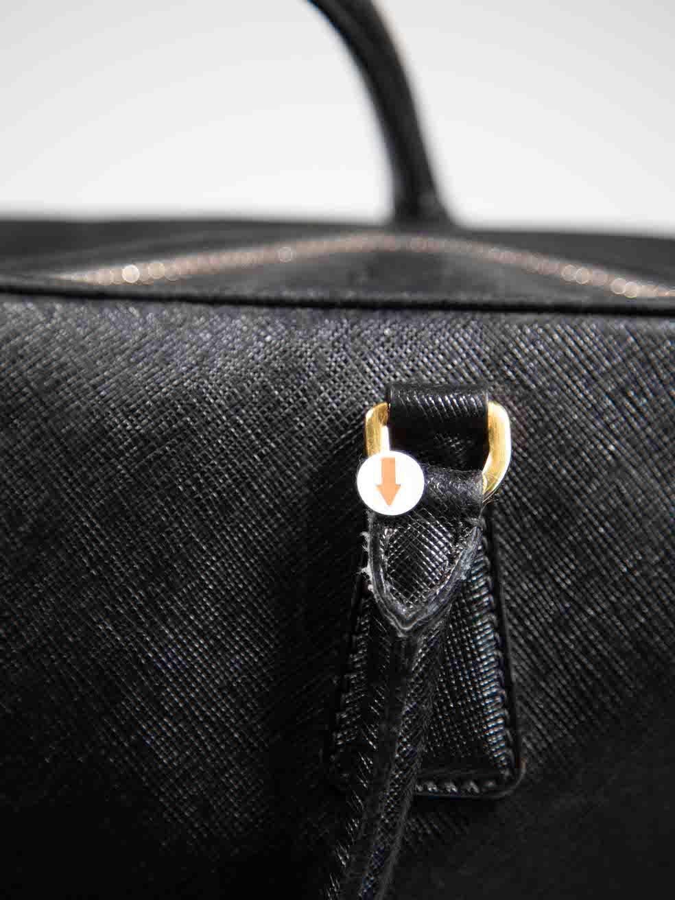Prada Black Saffiano Leather Bauletto Bag For Sale 4