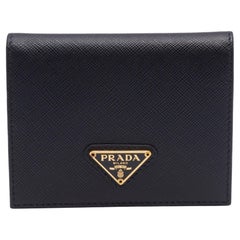 Prada Schwarzes Saffiano Leder Bifold Wallet