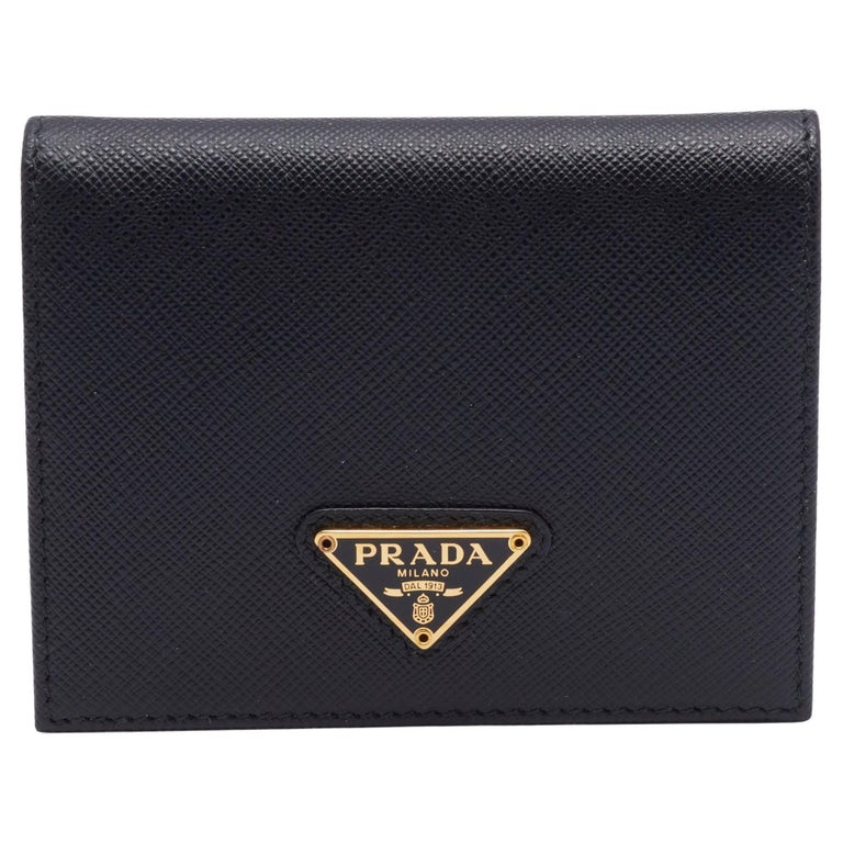 Prada Black Saffiano Leather Bifold Wallet at 1stDibs