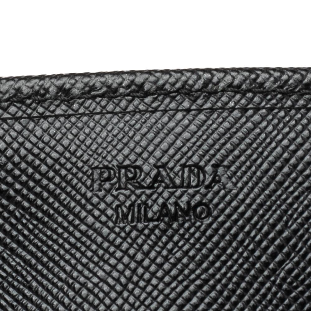 Prada Black Saffiano Leather Bow Continental Wallet 3