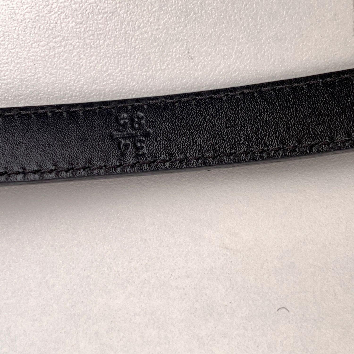 Prada Black Saffiano Leather Bow Skinny Belt Size 85/34 1