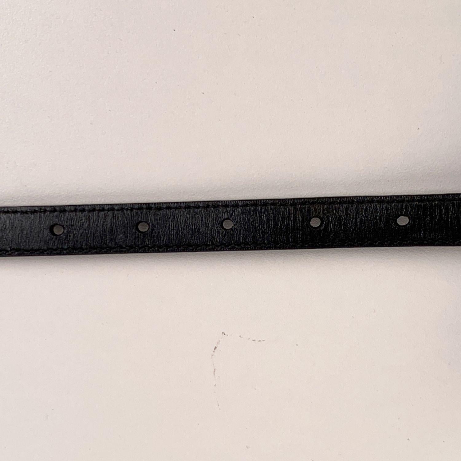 Prada Black Saffiano Leather Bow Skinny Belt Size 85/34 2