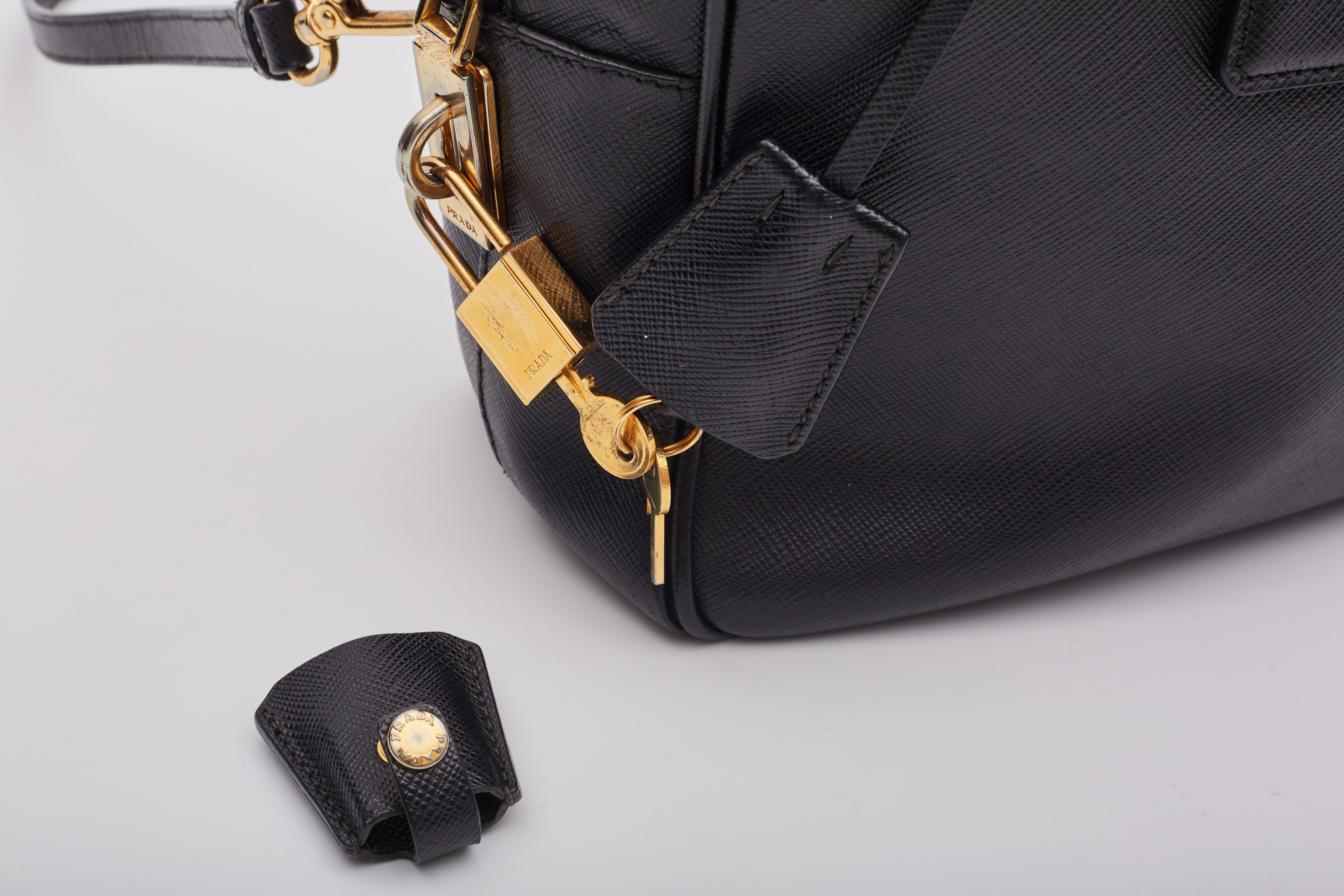 Prada Bolso Boston Bowler Piel Saffiano Negro en venta 6