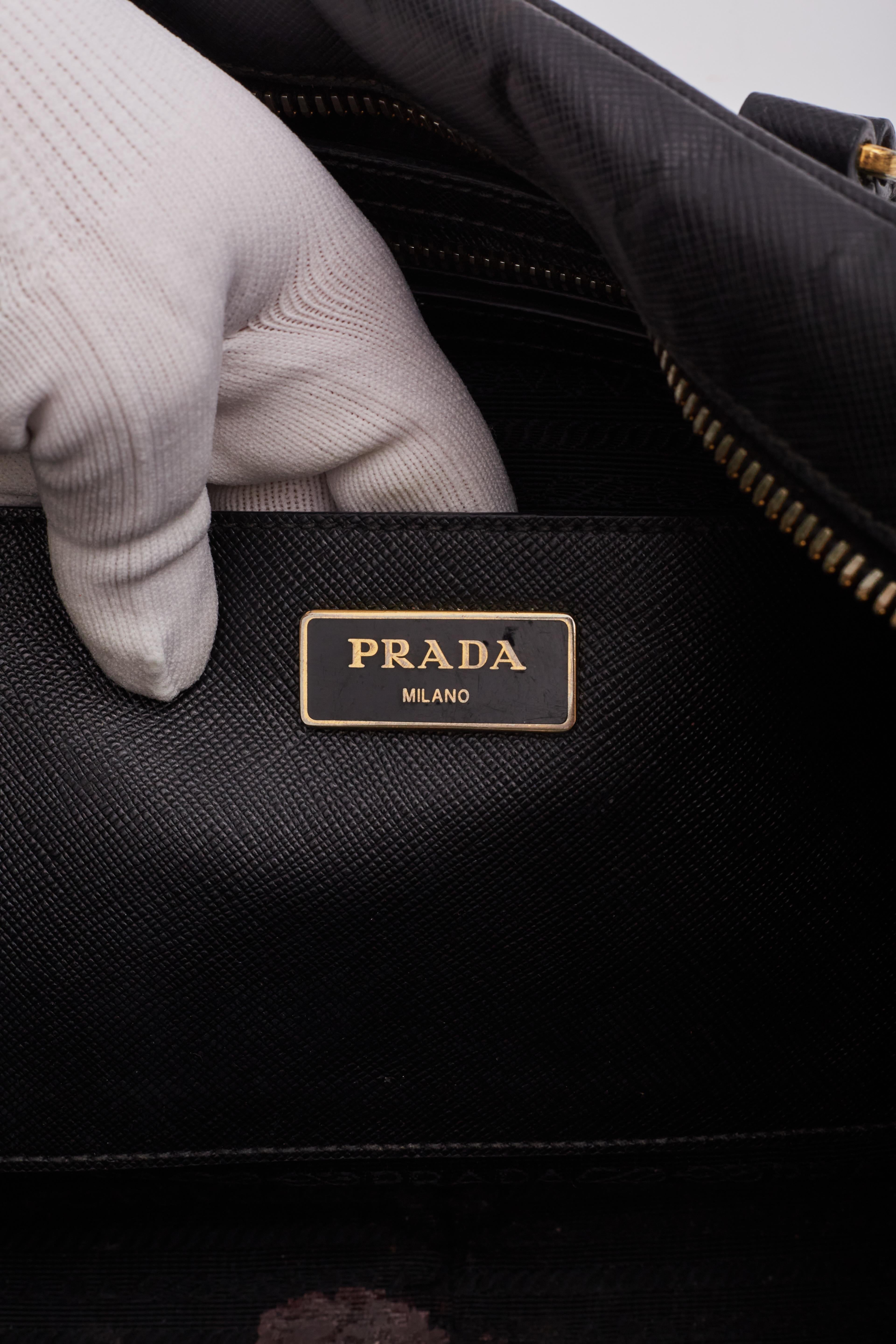 Prada Bolso Boston Bowler Piel Saffiano Negro en venta 8