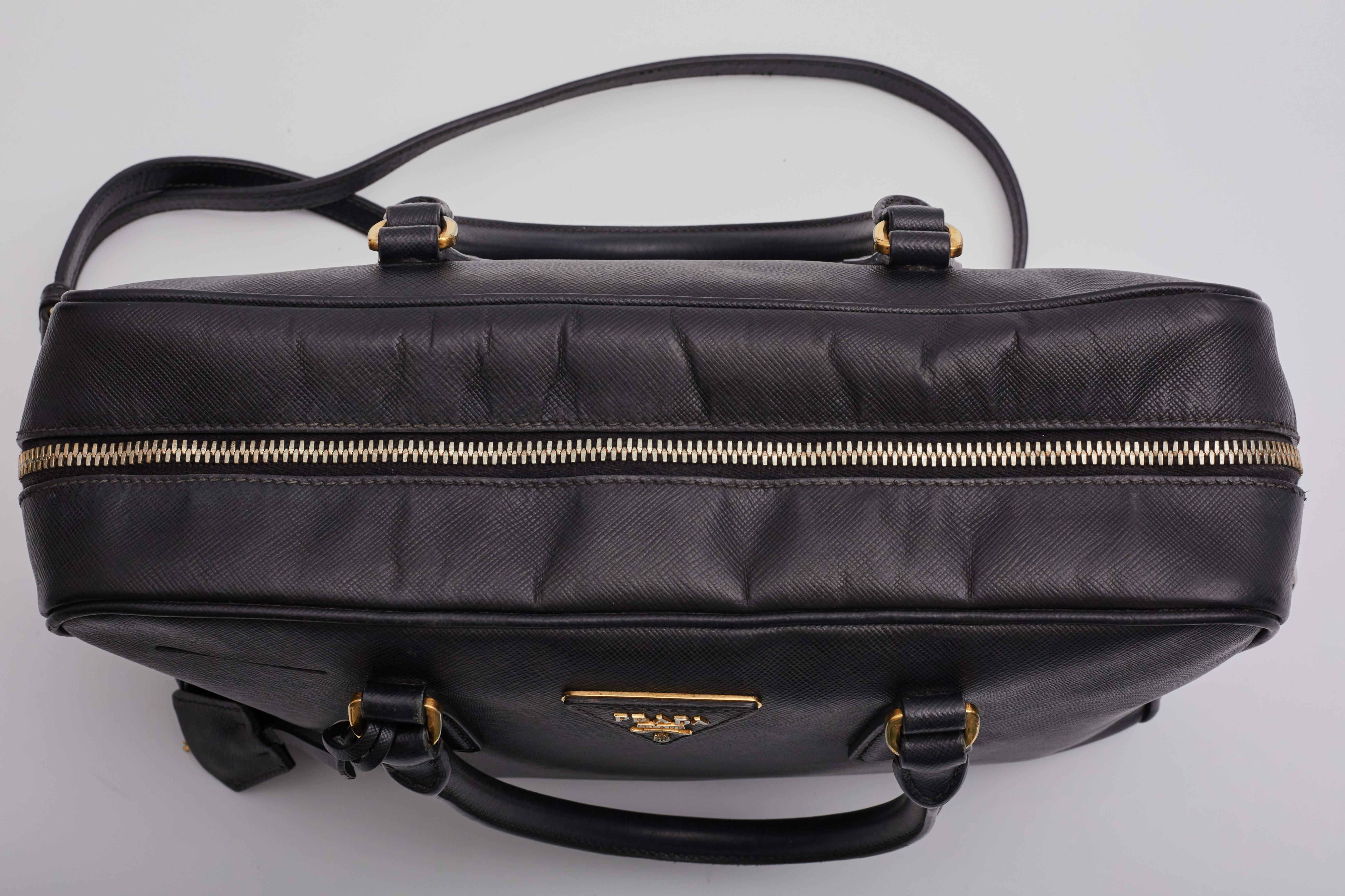 Prada Bolso Boston Bowler Piel Saffiano Negro en venta 9