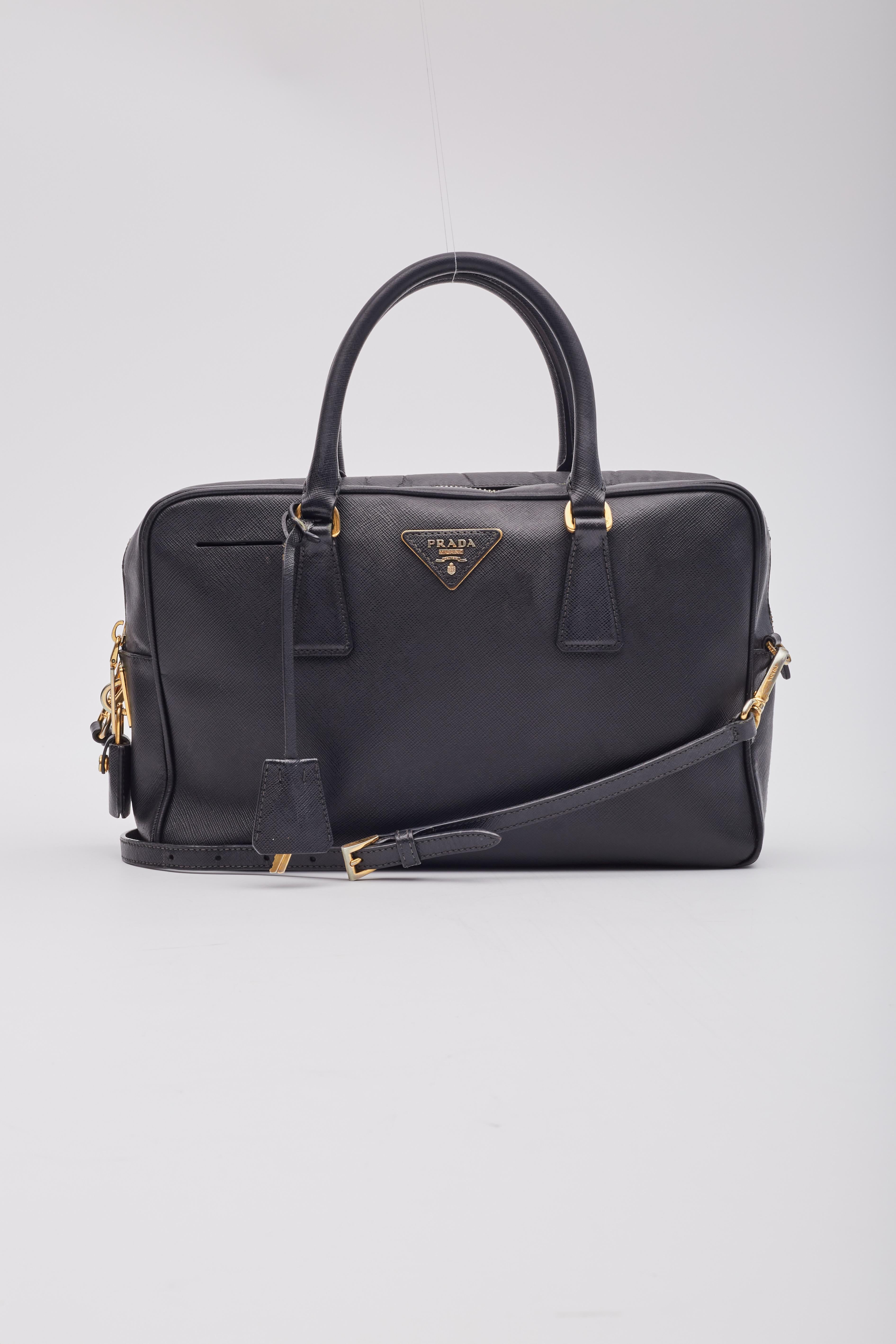 De las mujeres Prada Bolso Boston Bowler Piel Saffiano Negro en venta