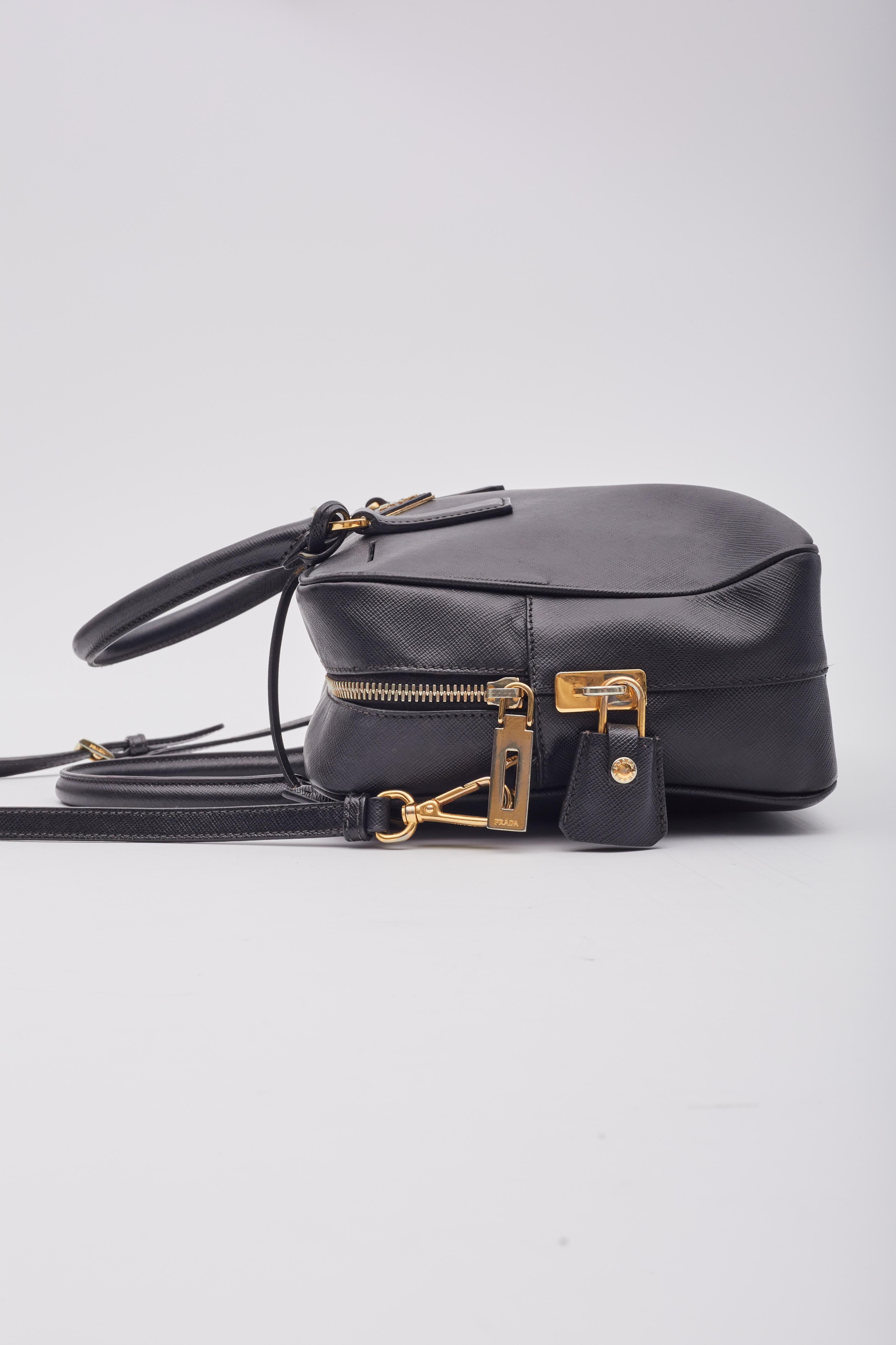 Prada Bolso Boston Bowler Piel Saffiano Negro en venta 2