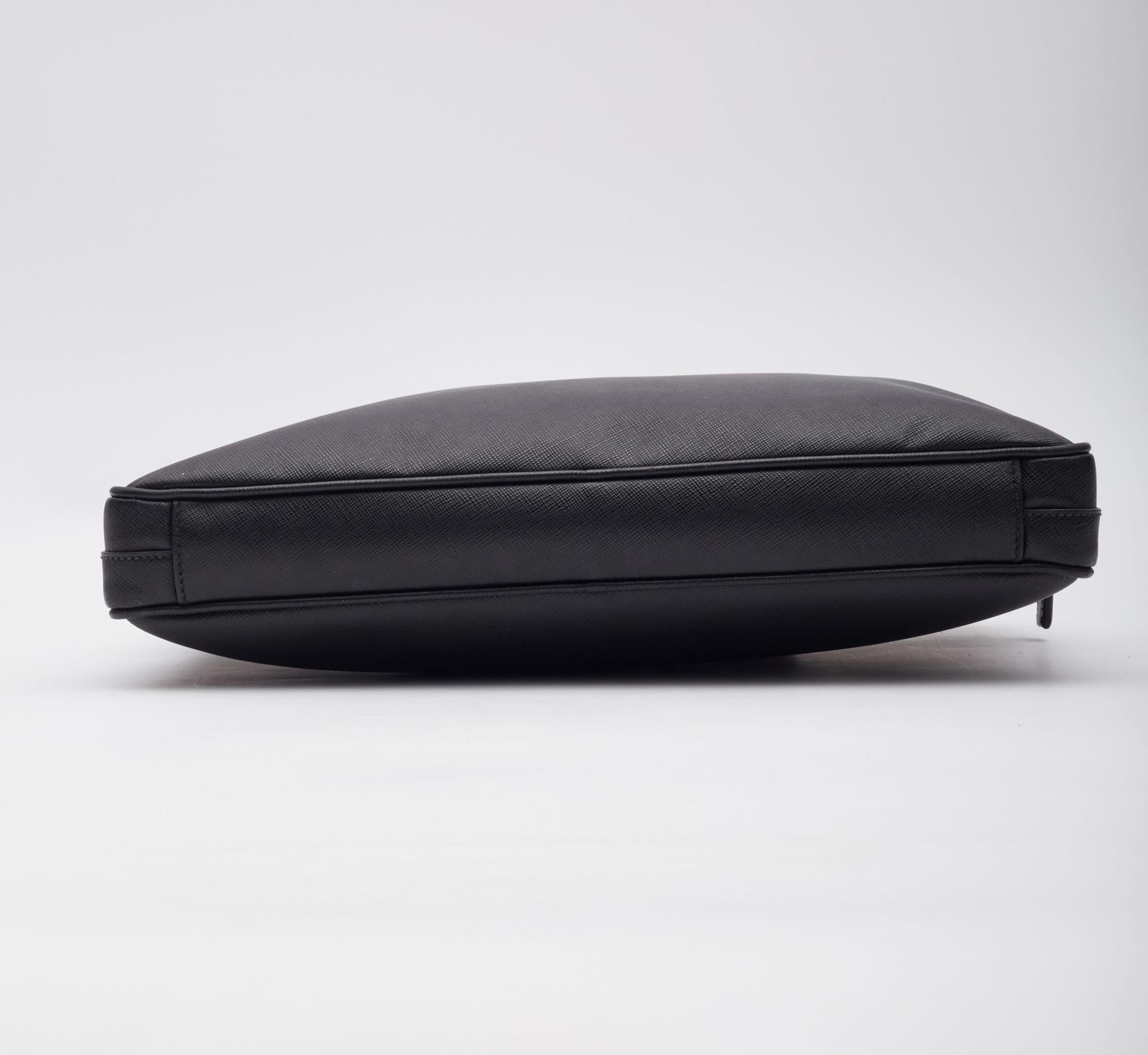 Prada Black Saffiano Leather Briefcase Bag For Sale 2