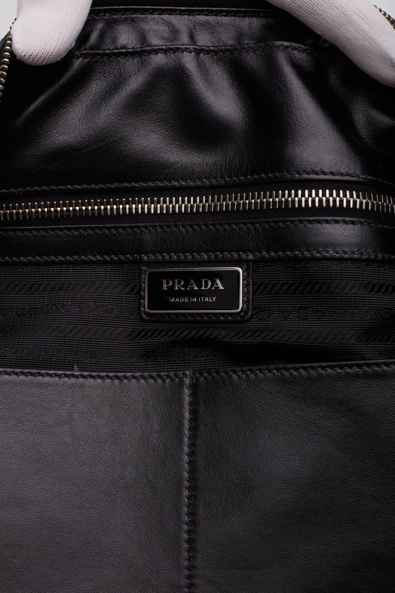 Prada Black Saffiano Leather Briefcase Bag For Sale 4