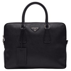Prada Black Saffiano Leather Briefcase Bag