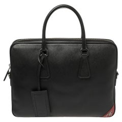 Prada Black Saffiano Leather Briefcase Laptop Bag