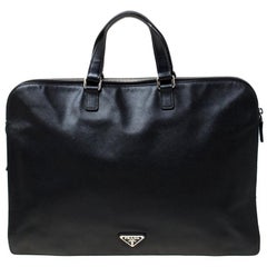 Prada Black Saffiano Leather Briefcase Laptop Bag