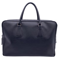 Retro Prada Black Saffiano Leather Briefcase Satchel Zip Top Work Bag