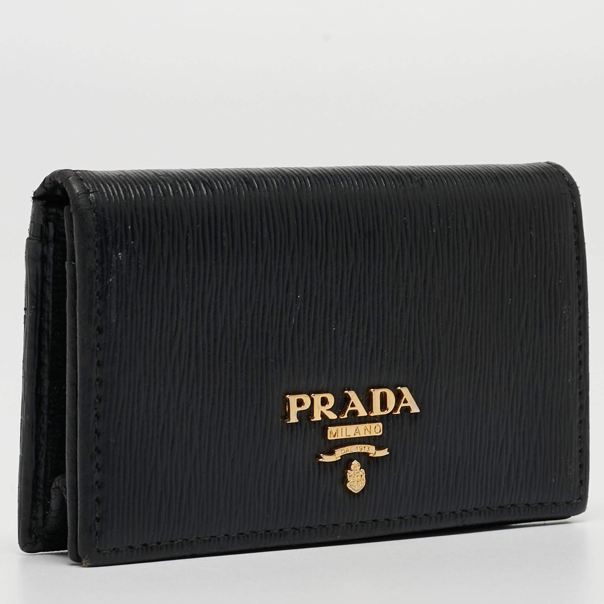 Prada Black Saffiano Leather Business Card Case 2