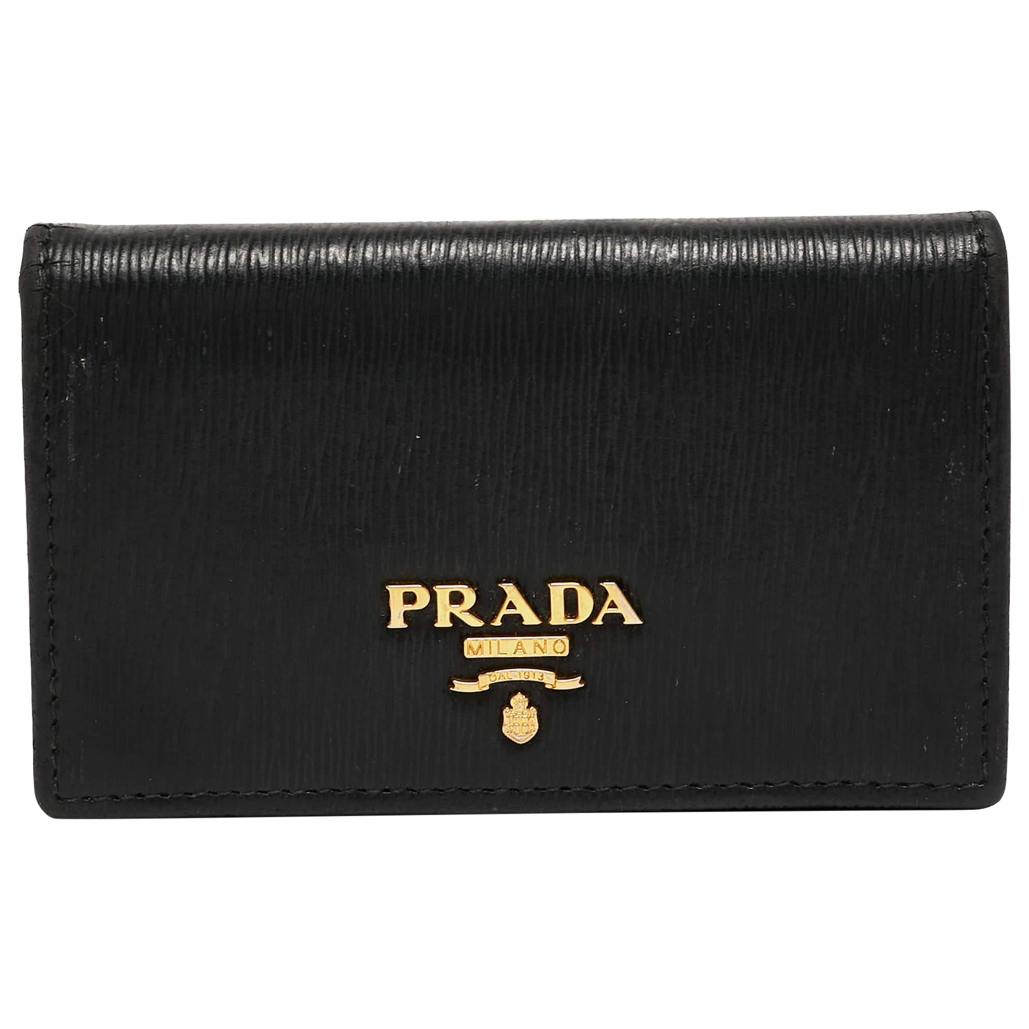 Prada Black Saffiano Leather Business Card Case