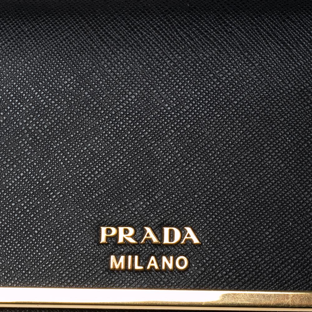 Prada Black Saffiano Leather Cahier Wallet on Chain 4