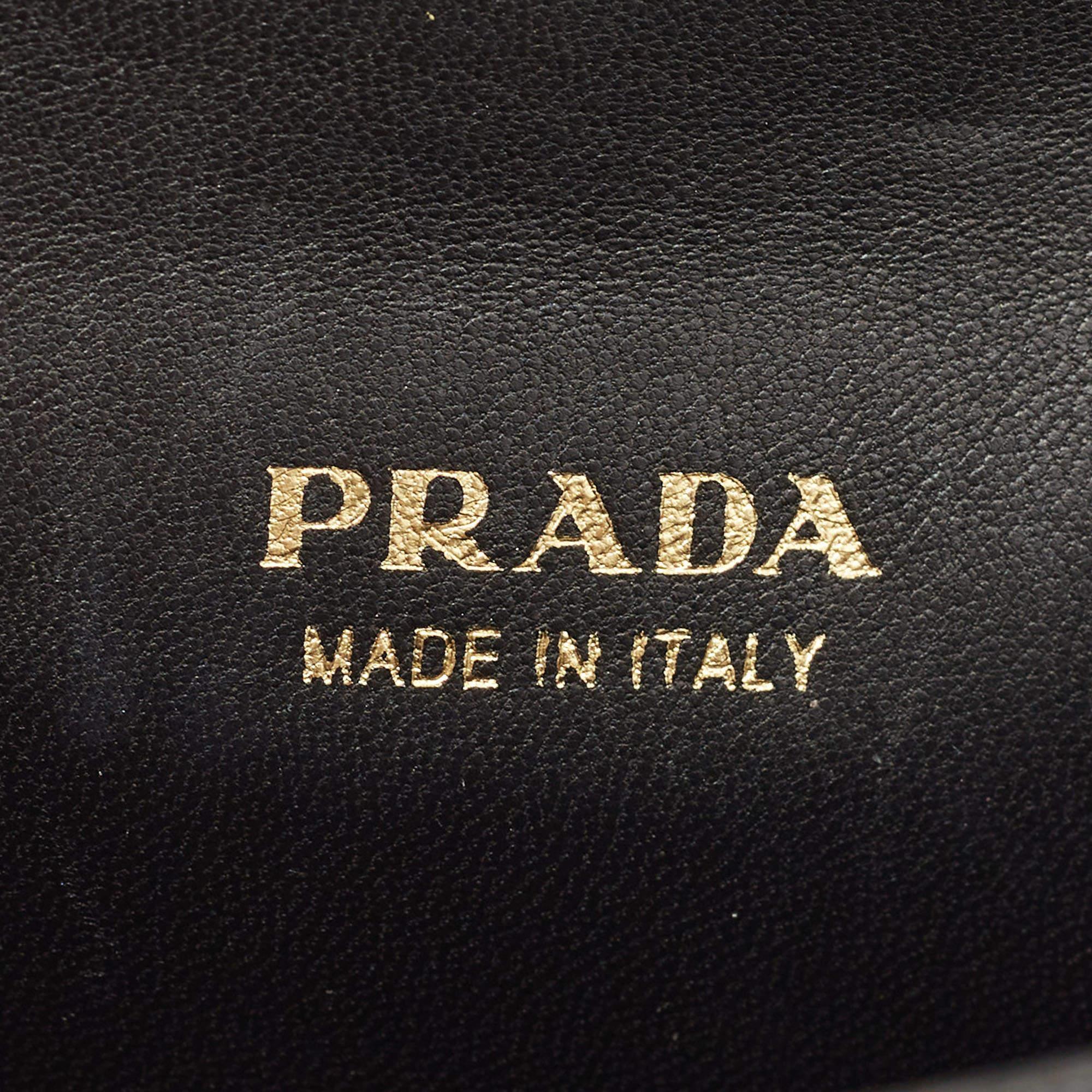 Prada Black Saffiano Leather Cahier Wallet on Chain 2