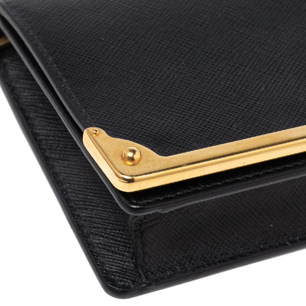 Prada Black Saffiano Leather Cahier Wallet on Chain 2