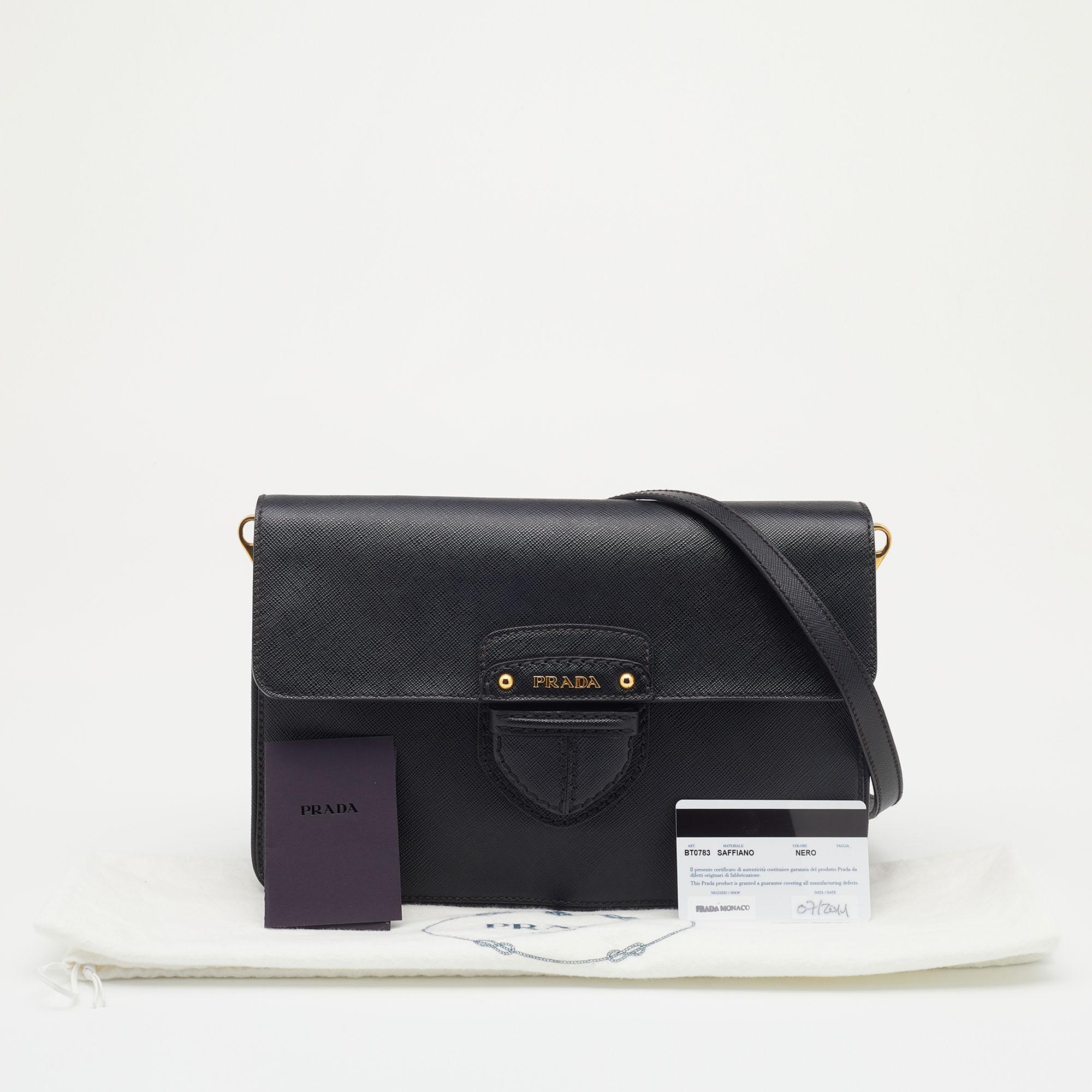 Prada Black Saffiano Leather Cinghiale Flap Crossbody Bag 7