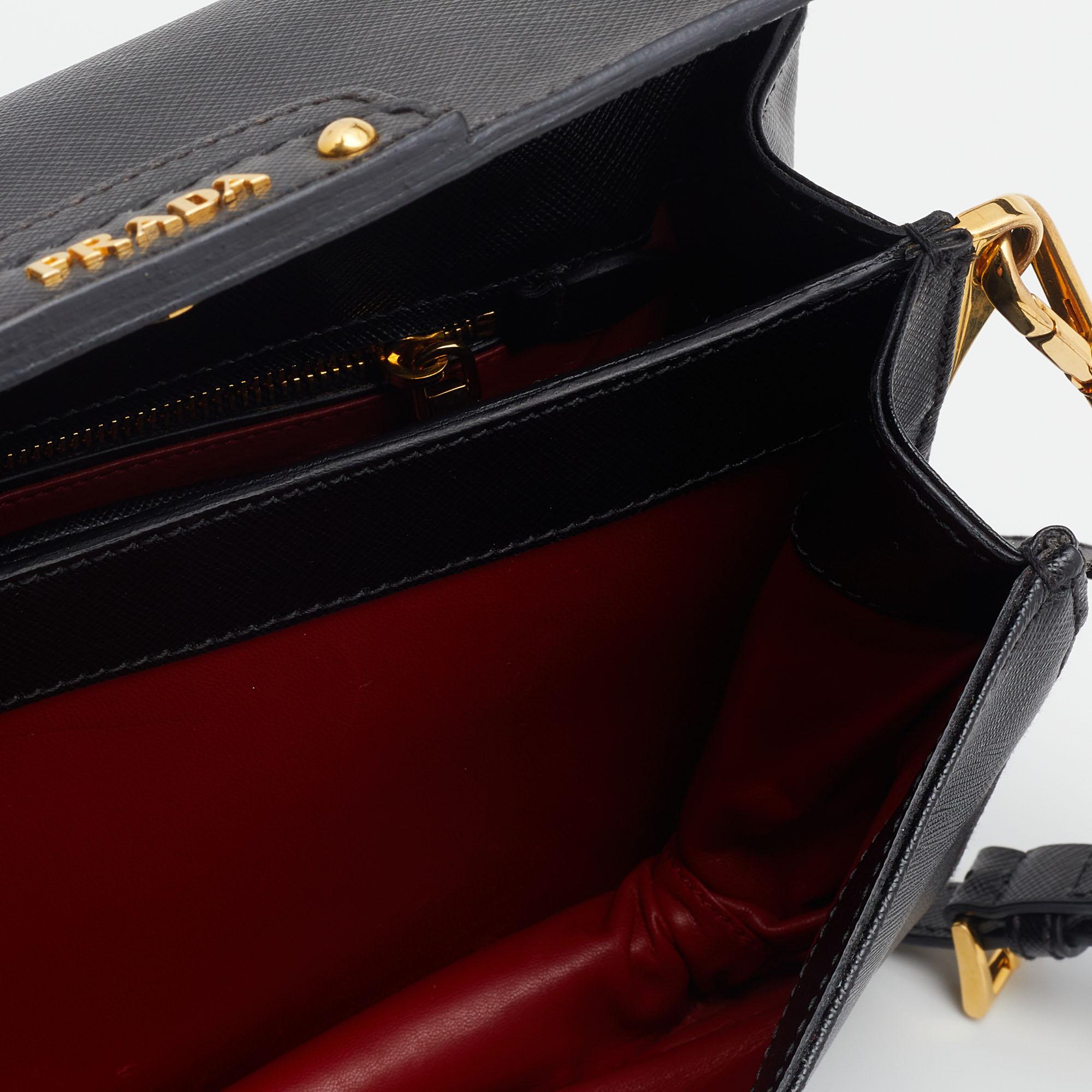 Prada Black Saffiano Leather Cinghiale Flap Crossbody Bag 1