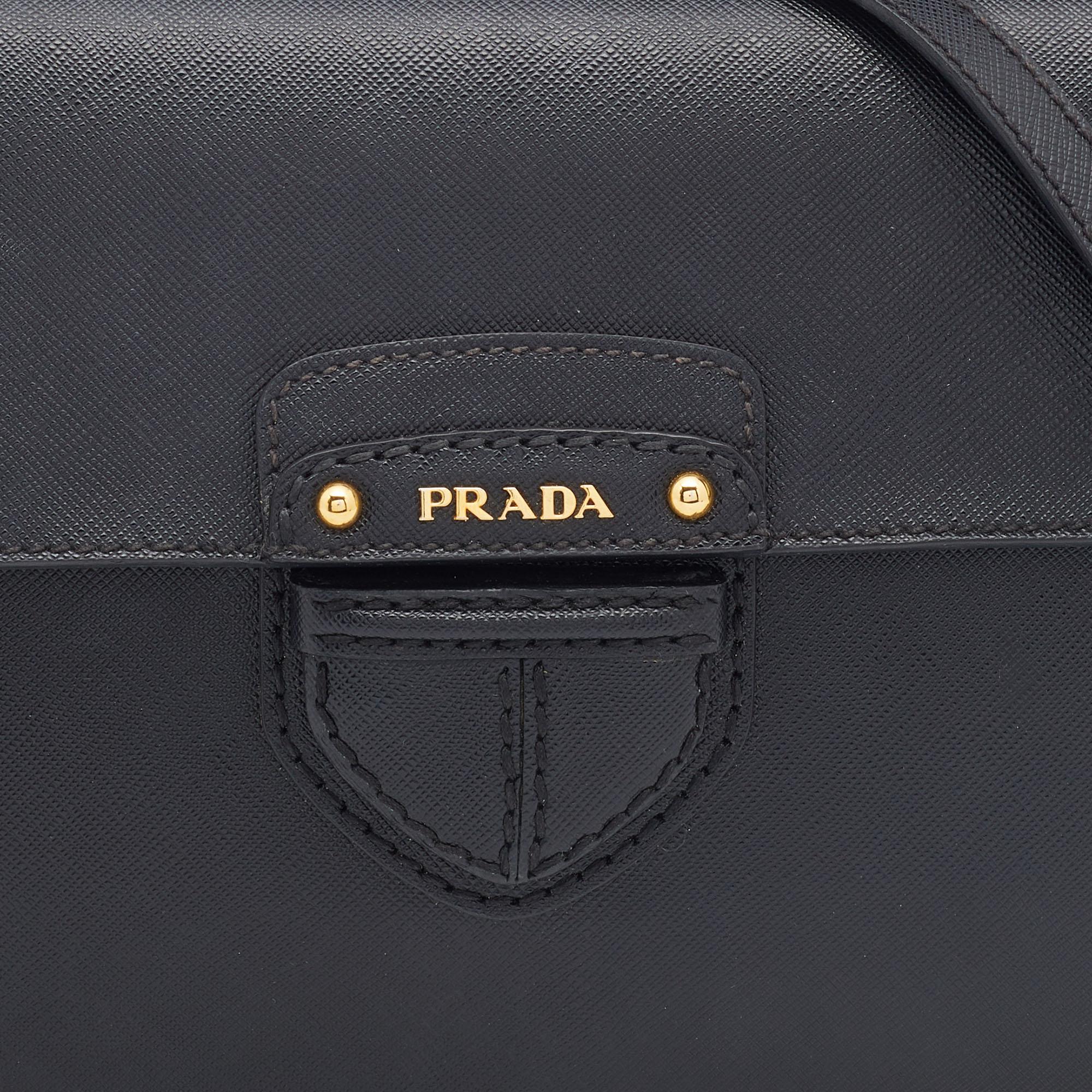 Prada Black Saffiano Leather Cinghiale Flap Crossbody Bag 5
