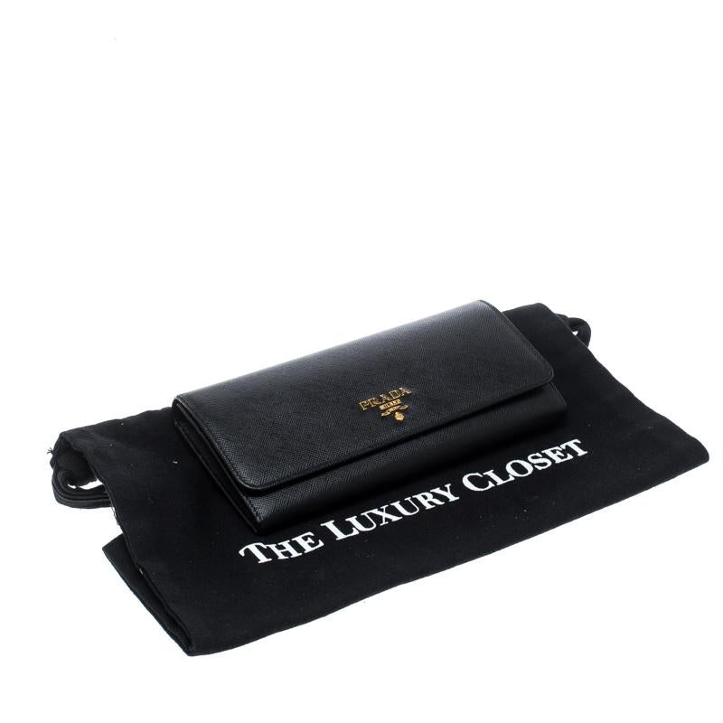 Prada Black Saffiano Leather Continental Wallet 6