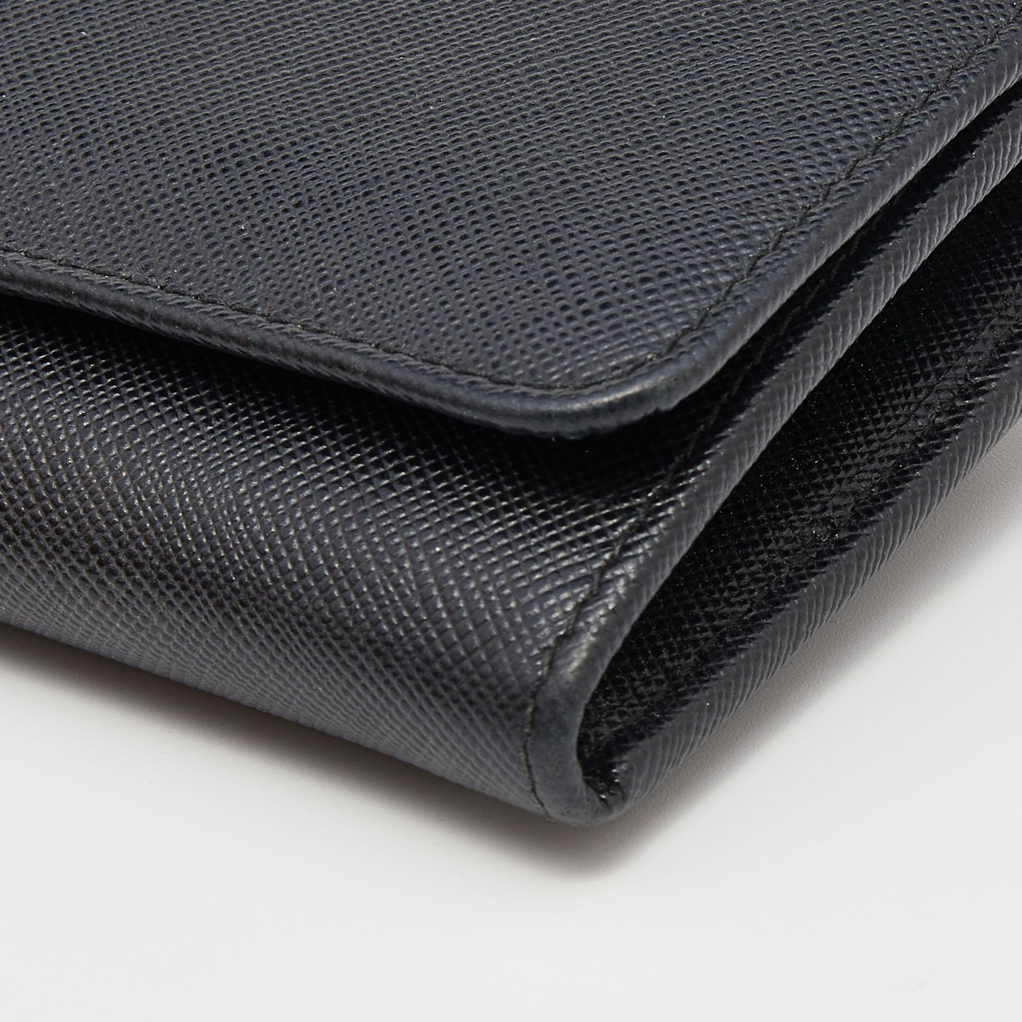 Prada Black Saffiano Leather Continental Wallet 6