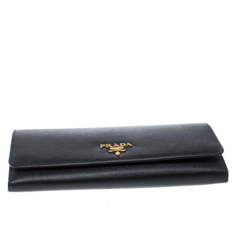 Prada Black Saffiano Leather Continental Wallet 1
