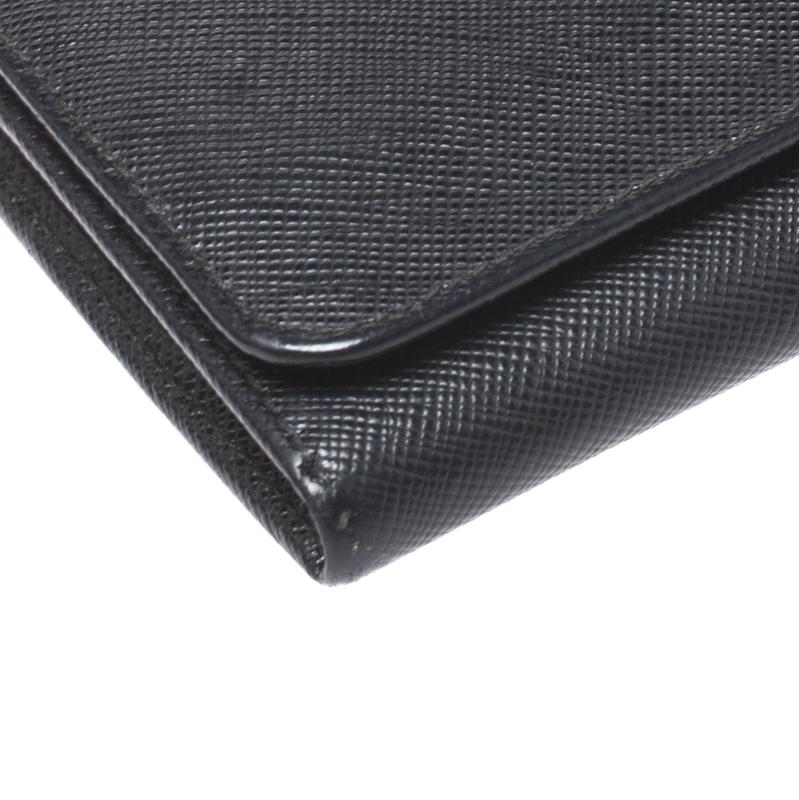 Women's Prada Black Saffiano Leather Continental Wallet