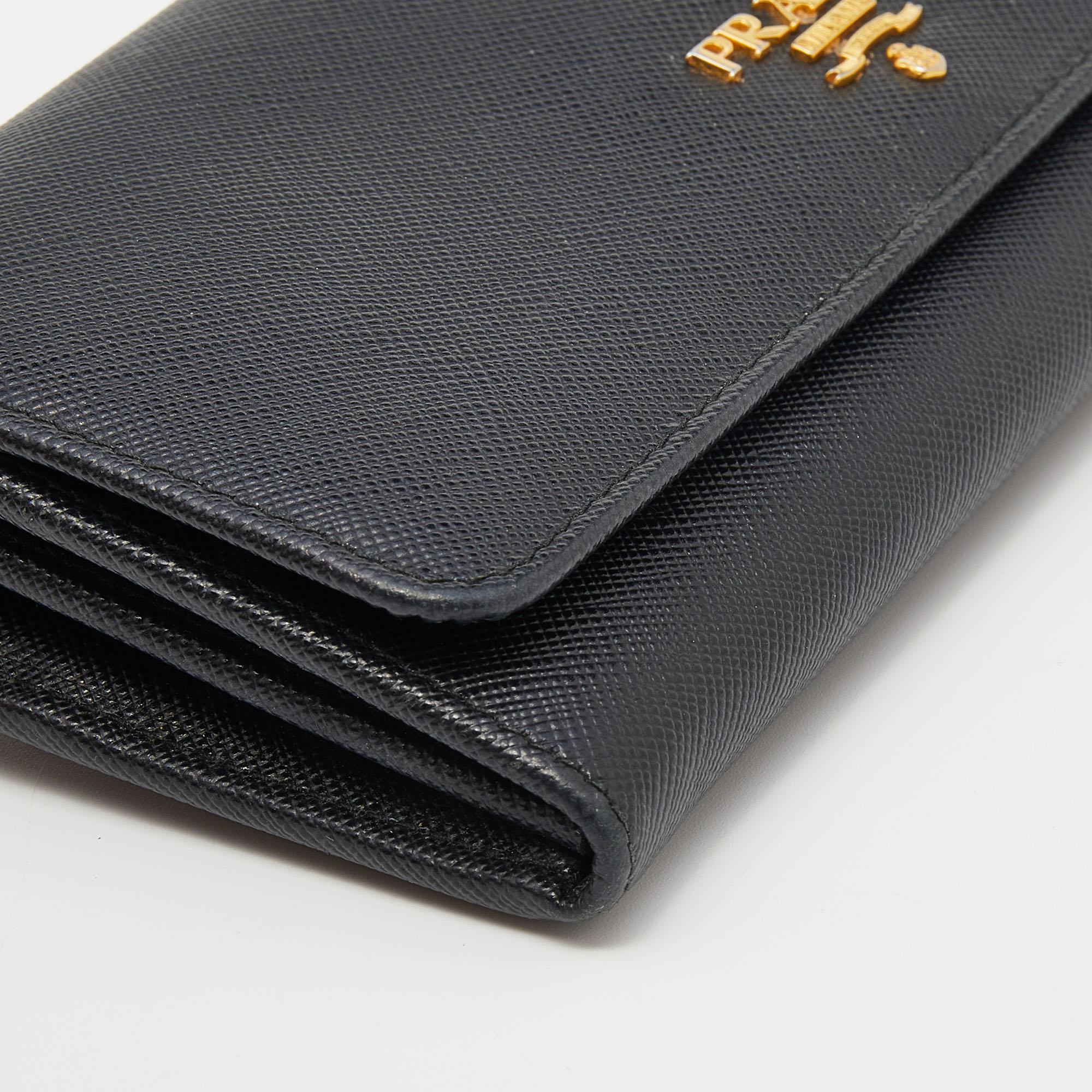 Prada Black Saffiano Leather Continental Wallet 1