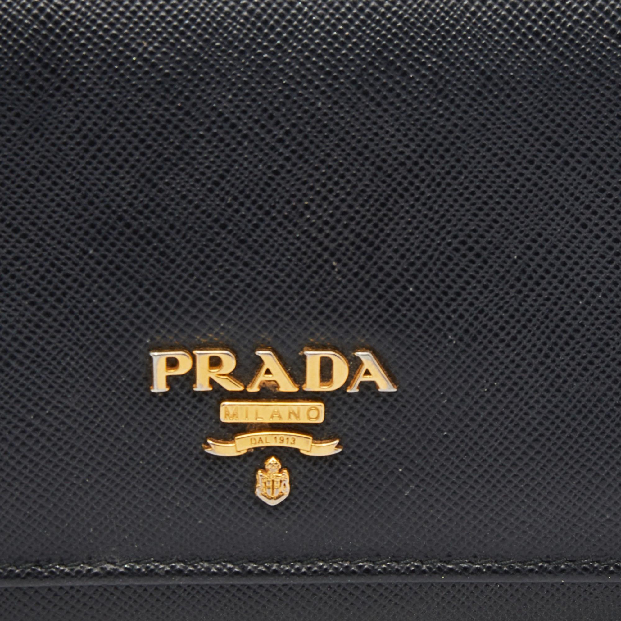 Prada Black Saffiano Leather Continental Wallet 2