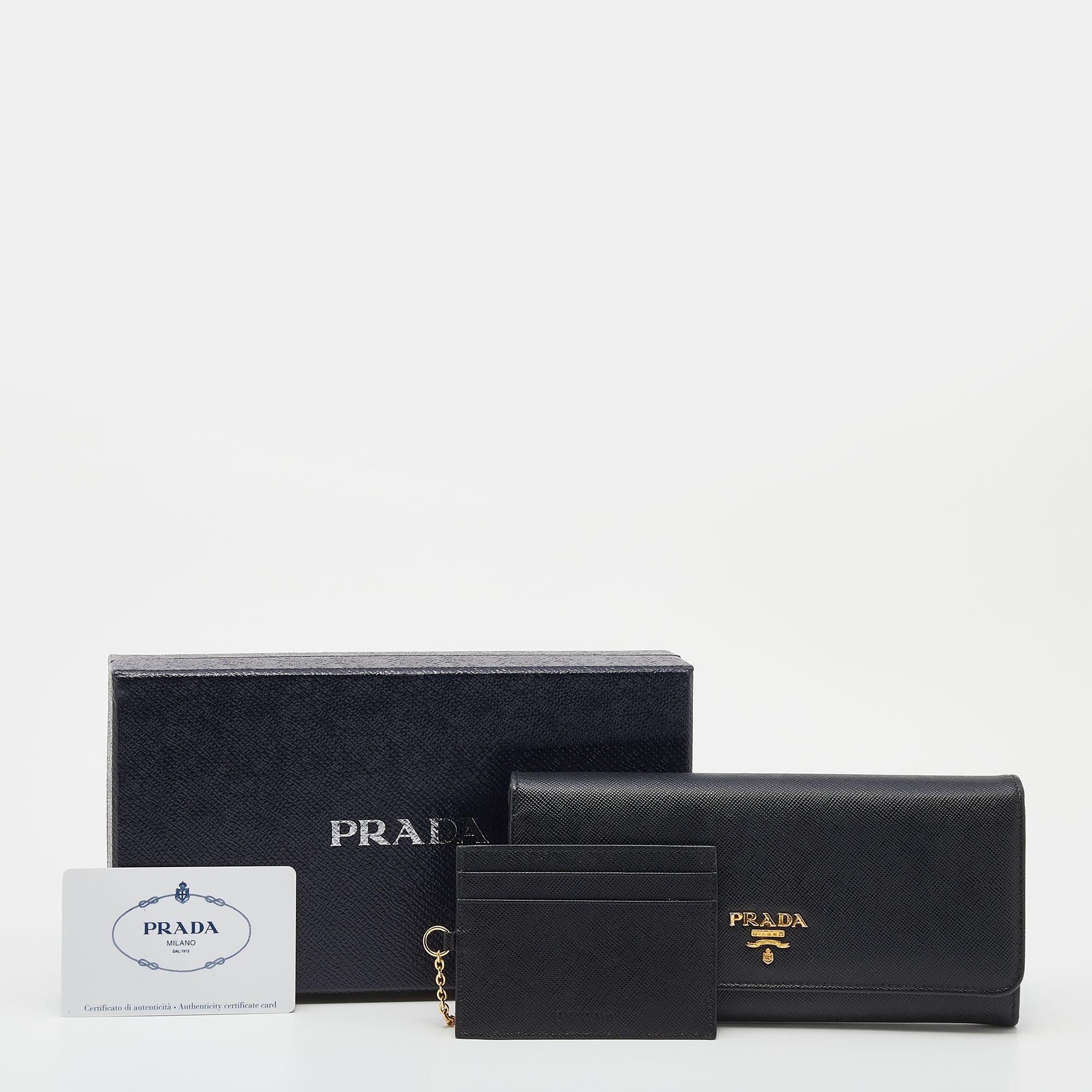 Prada Black Saffiano Leather Continental Wallet 3