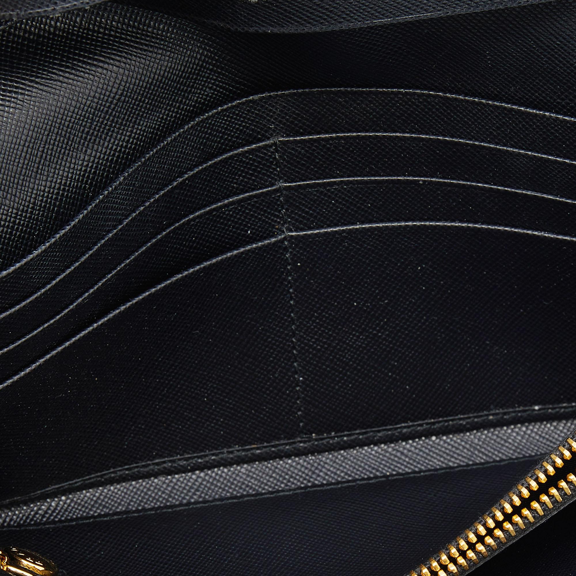 Prada Black Saffiano Leather Continental Wallet 4