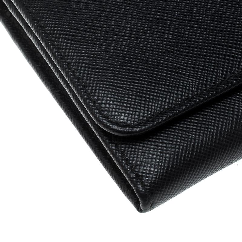 Prada Black Saffiano Leather Continental Wallet 5