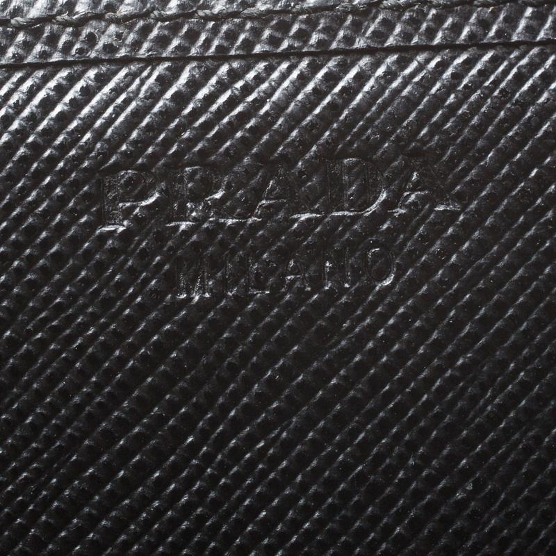 Prada Black Saffiano Leather Continental Wallet 4