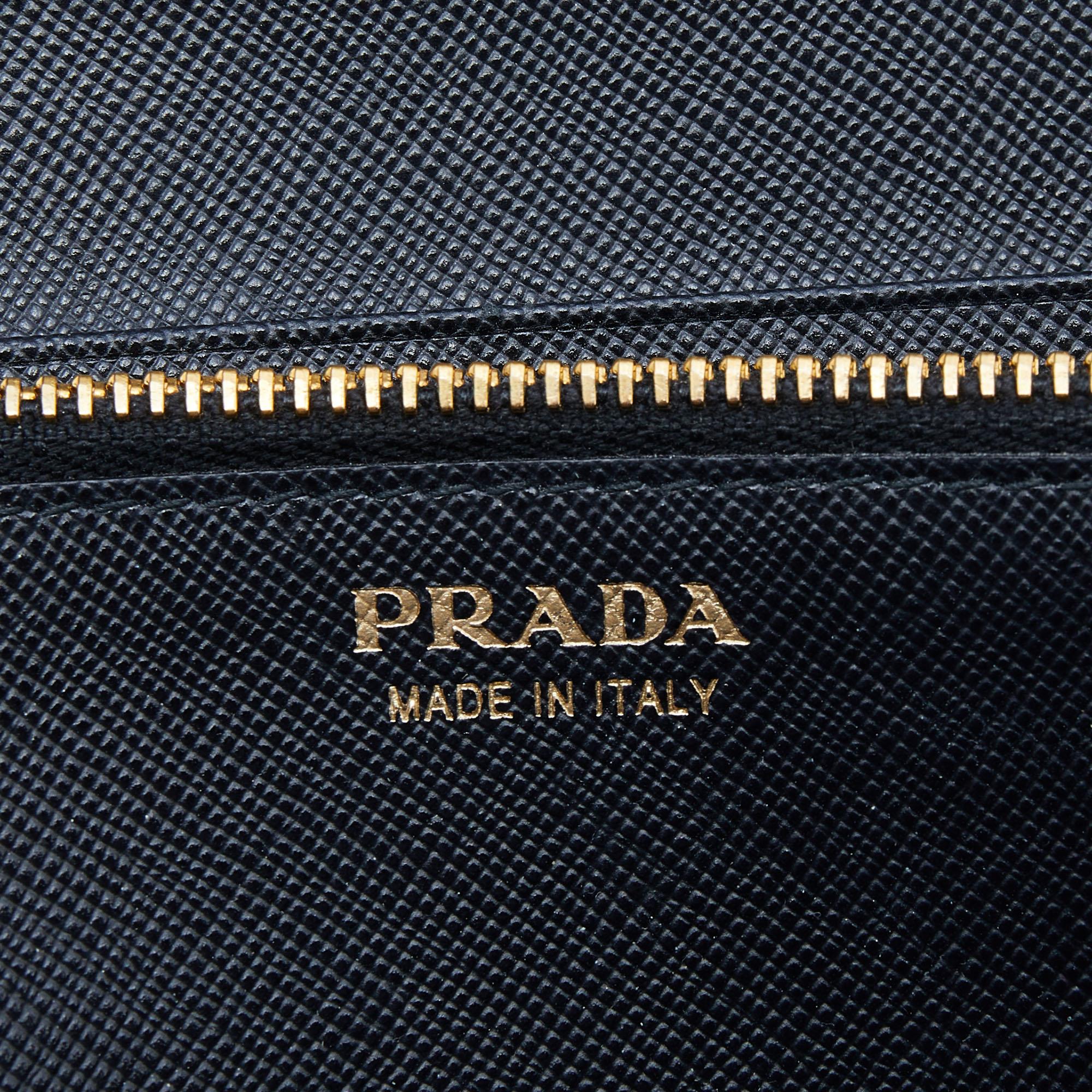 Prada Black Saffiano Leather Continental Wallet 5