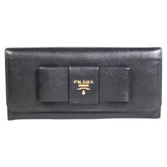 Prada Black Saffiano Leather Continental Wallet