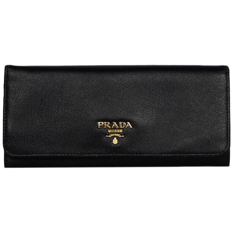 Prada Black Saffiano Leather Continental Wallet For Sale at 1stDibs