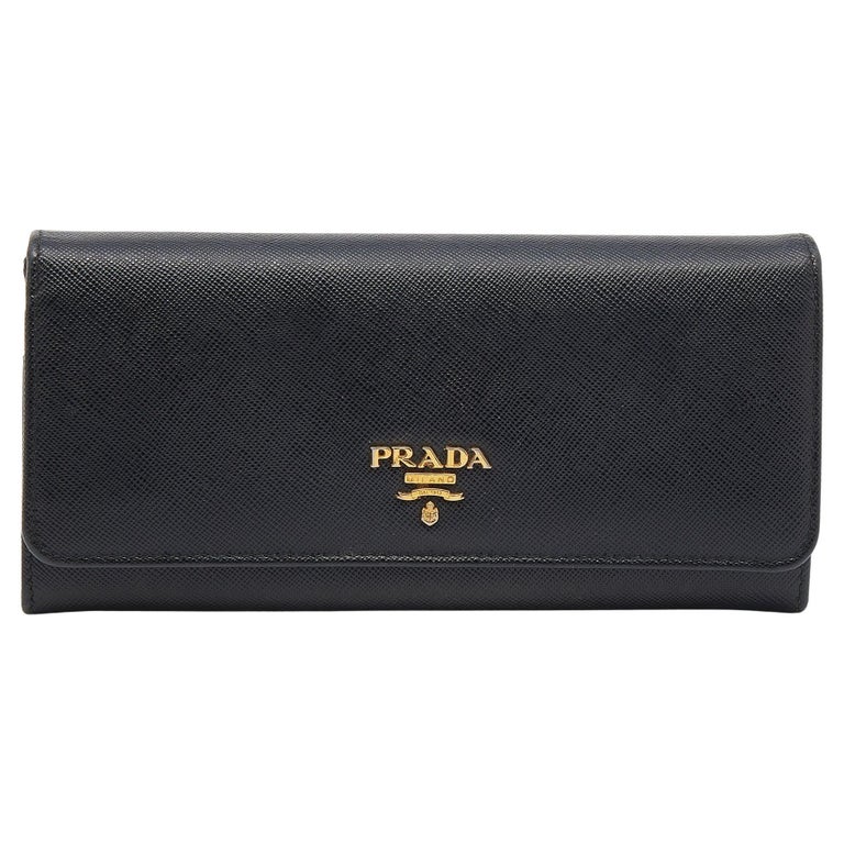 Prada Black Saffiano Leather Continental Wallet at 1stDibs